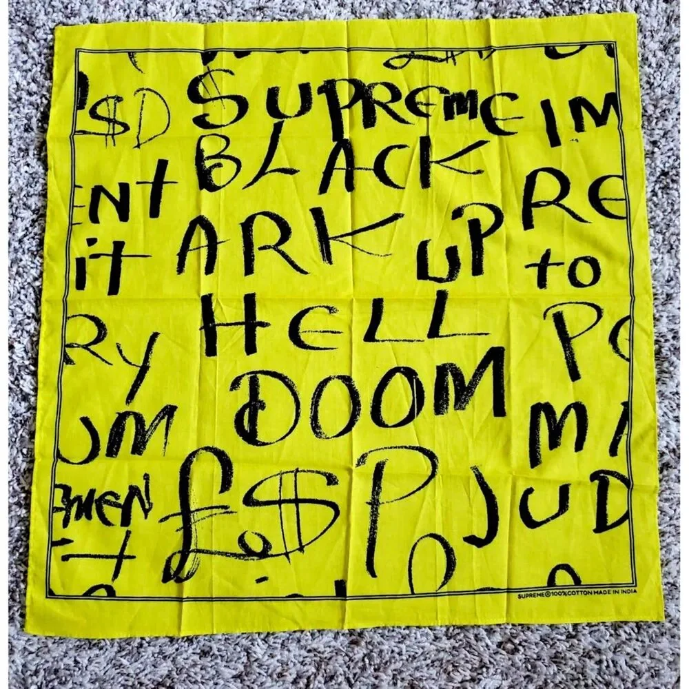 Supreme Fluorescent Yellow Black Arc Bandana
